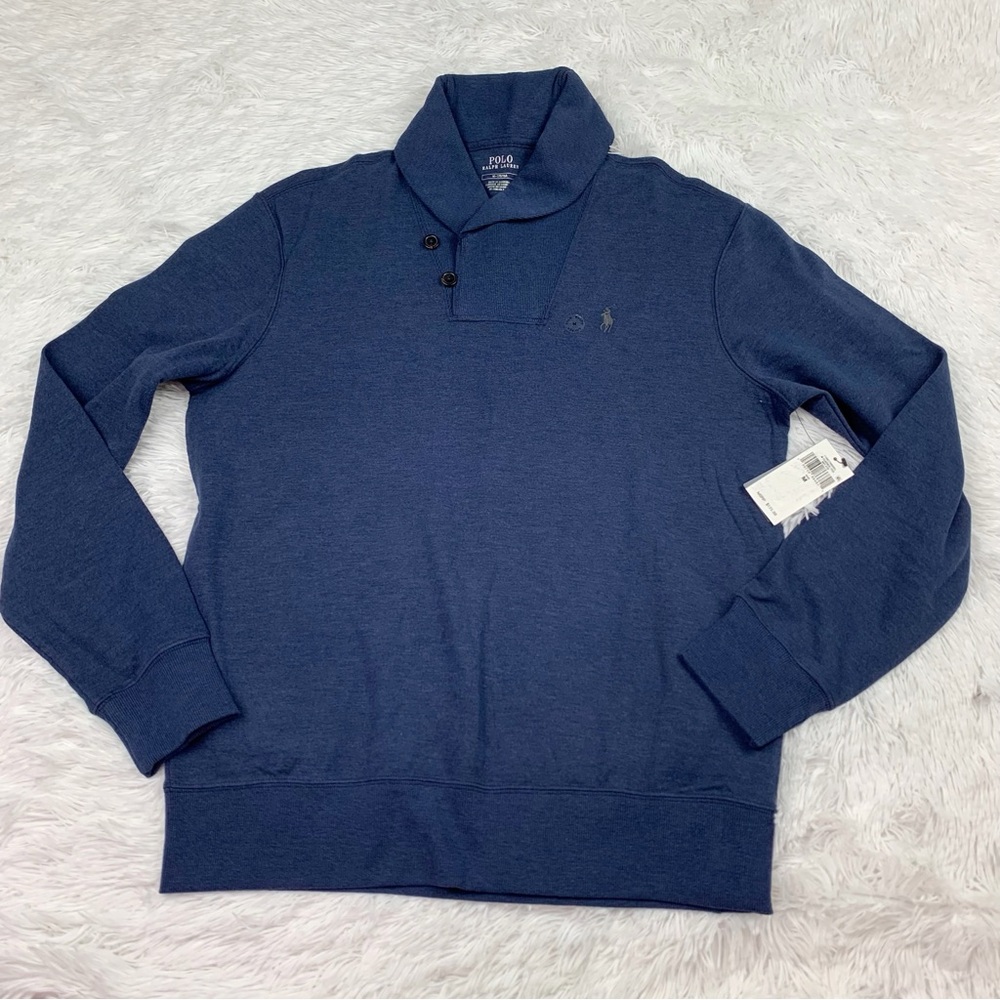 Polo Ralph Lauren long sleeve collared sweatshirt navy blue